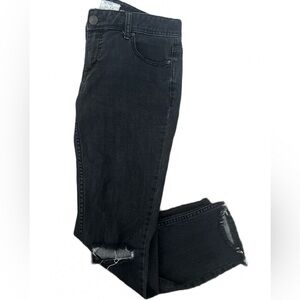 Free People Women’s Distressed Raw Hem Black Ankle Skinny Jeans Size 27